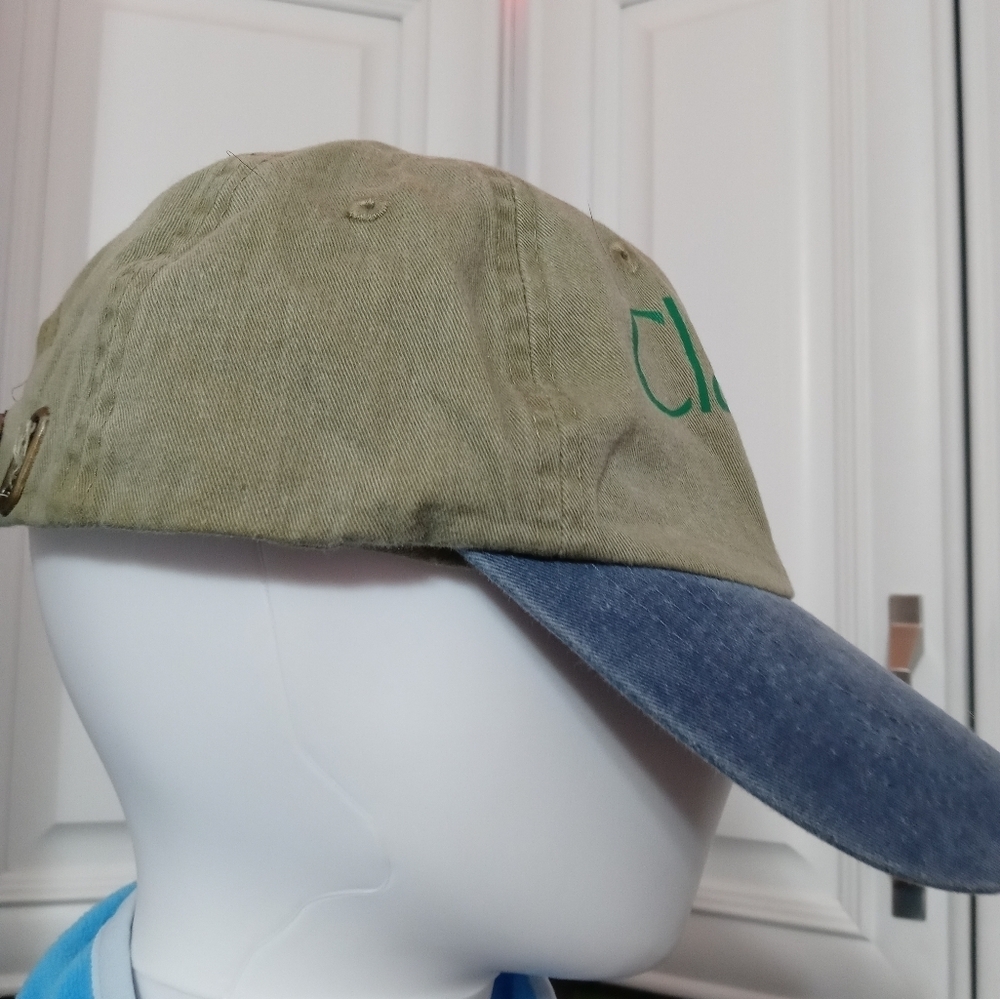 Port & Company beige/Blue Denim "CLARKSON GRAIN CO." ADJUSTABLE CAP TRUCKER HAT - Picture 3 of 7